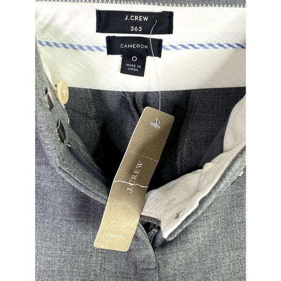 NWT J.Crew 365 Cameron Slim Straight Ankle Trouser Flat Front Faux Pocket 0 Grey - Picture 7 of 15
